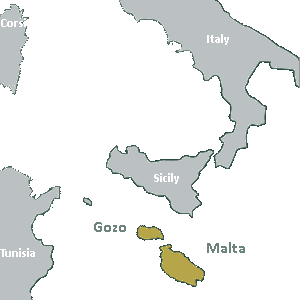 Map of Malta in the Mediterranean